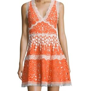 Alexis Bridget Paneled Lace A-Line Dress, Tangerine